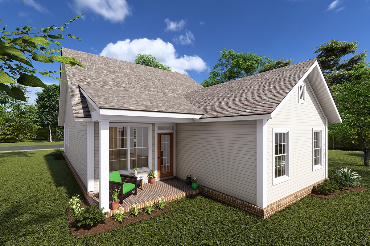 Country Ranch Traditional Rear Elevation of Plan 61455