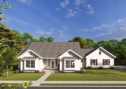 Cottage Craftsman Traditional Elevation of Plan 61456