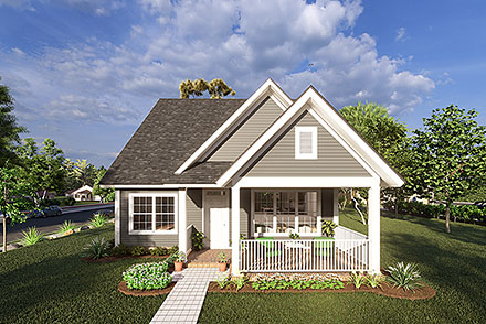 Cottage Craftsman Traditional Elevation of Plan 61460