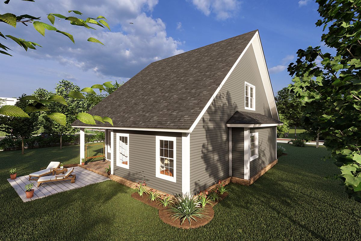 Cottage, Craftsman, Traditional Plan with 1940 Sq. Ft., 4 Bedrooms, 4 Bathrooms Rear Elevation