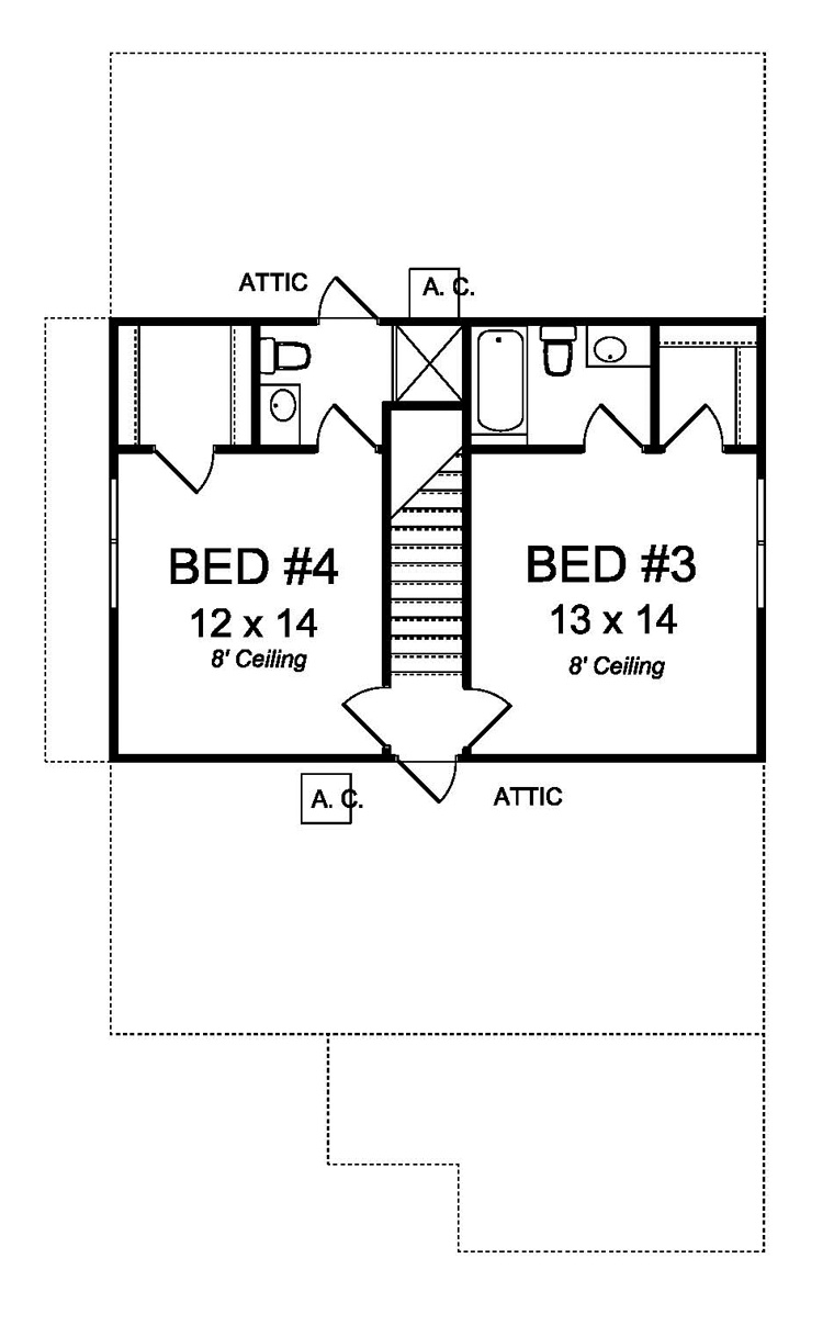 Cottage Craftsman Traditional Level Two of Plan 61461