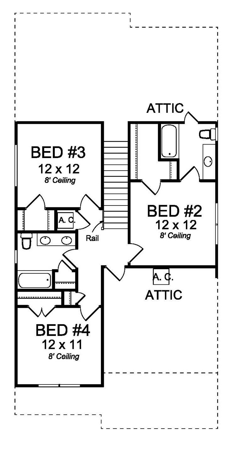 Cottage Craftsman Traditional Level Two of Plan 61462