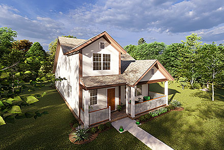 Cottage Craftsman Traditional Elevation of Plan 61462