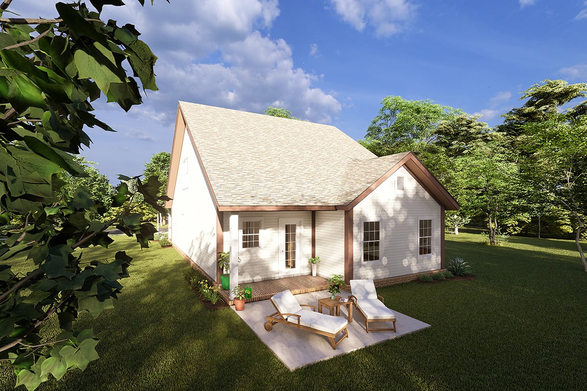 Cottage, Craftsman, Traditional Plan with 2232 Sq. Ft., 4 Bedrooms, 4 Bathrooms Rear Elevation