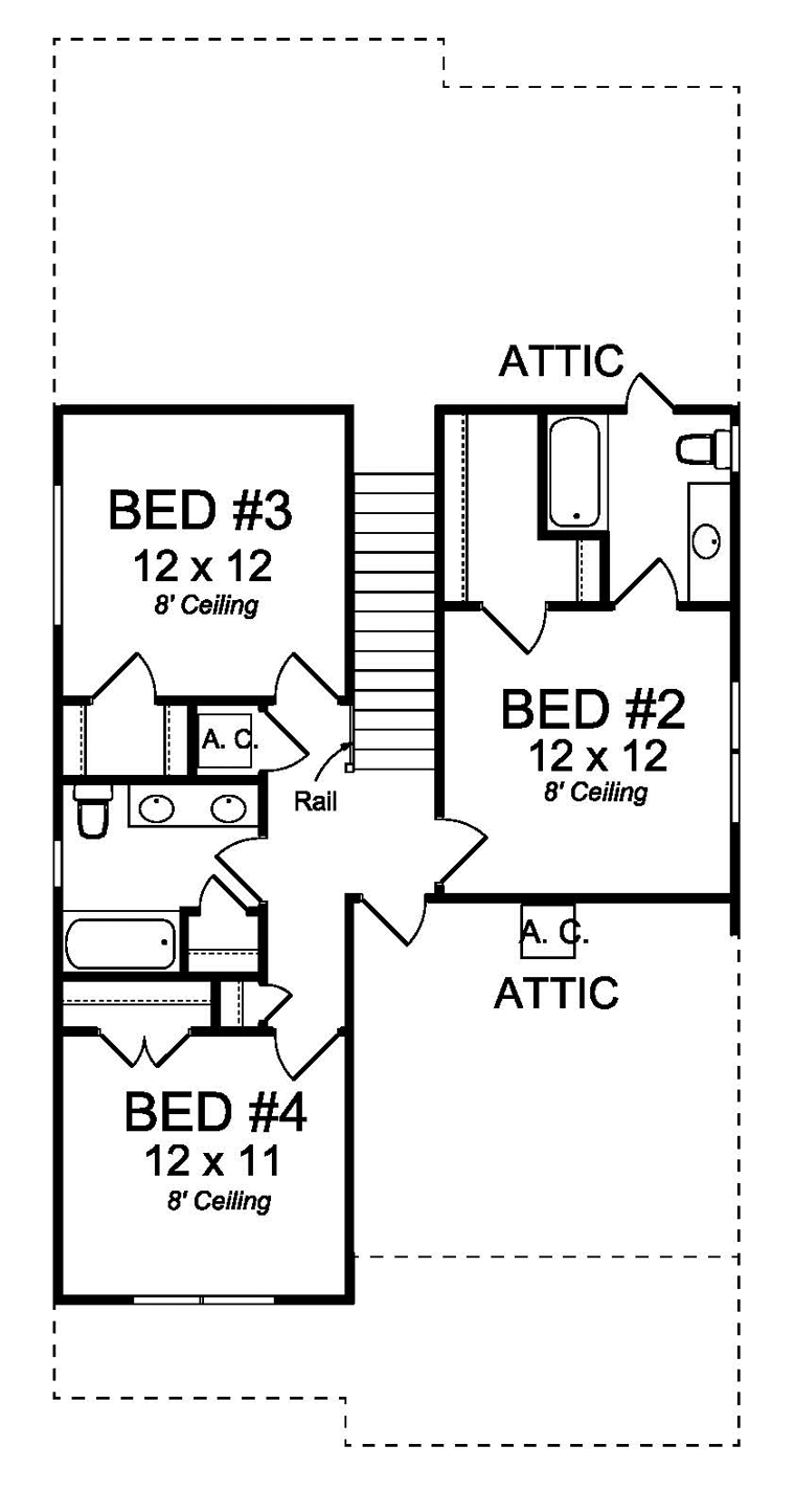 Cottage Craftsman Traditional Level Two of Plan 61463