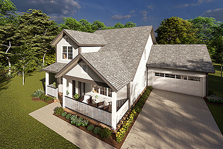 Cottage Craftsman Traditional Elevation of Plan 61463