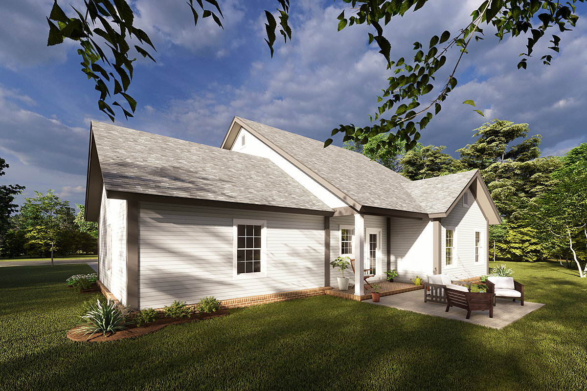 Cottage, Craftsman, Traditional Plan with 2232 Sq. Ft., 4 Bedrooms, 4 Bathrooms, 2 Car Garage Rear Elevation