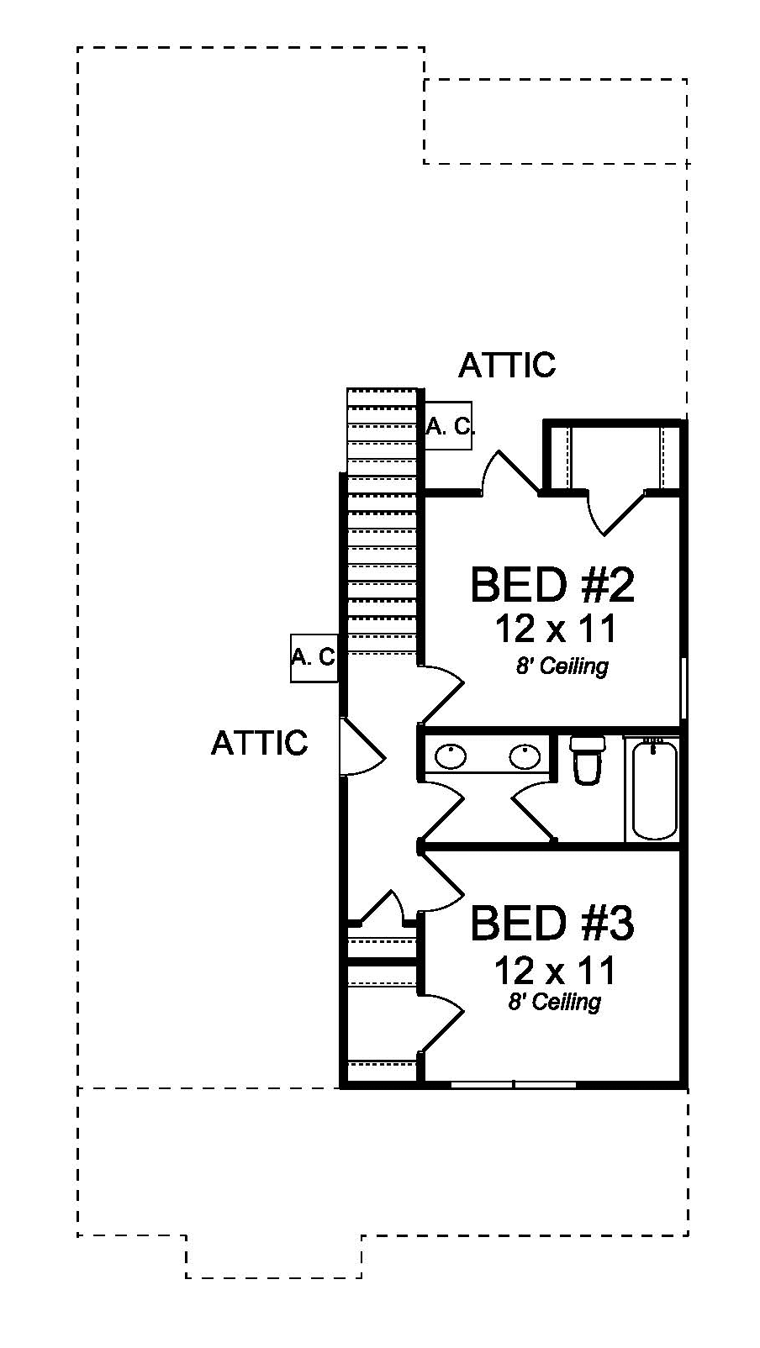 Cottage Craftsman Traditional Level Two of Plan 61465