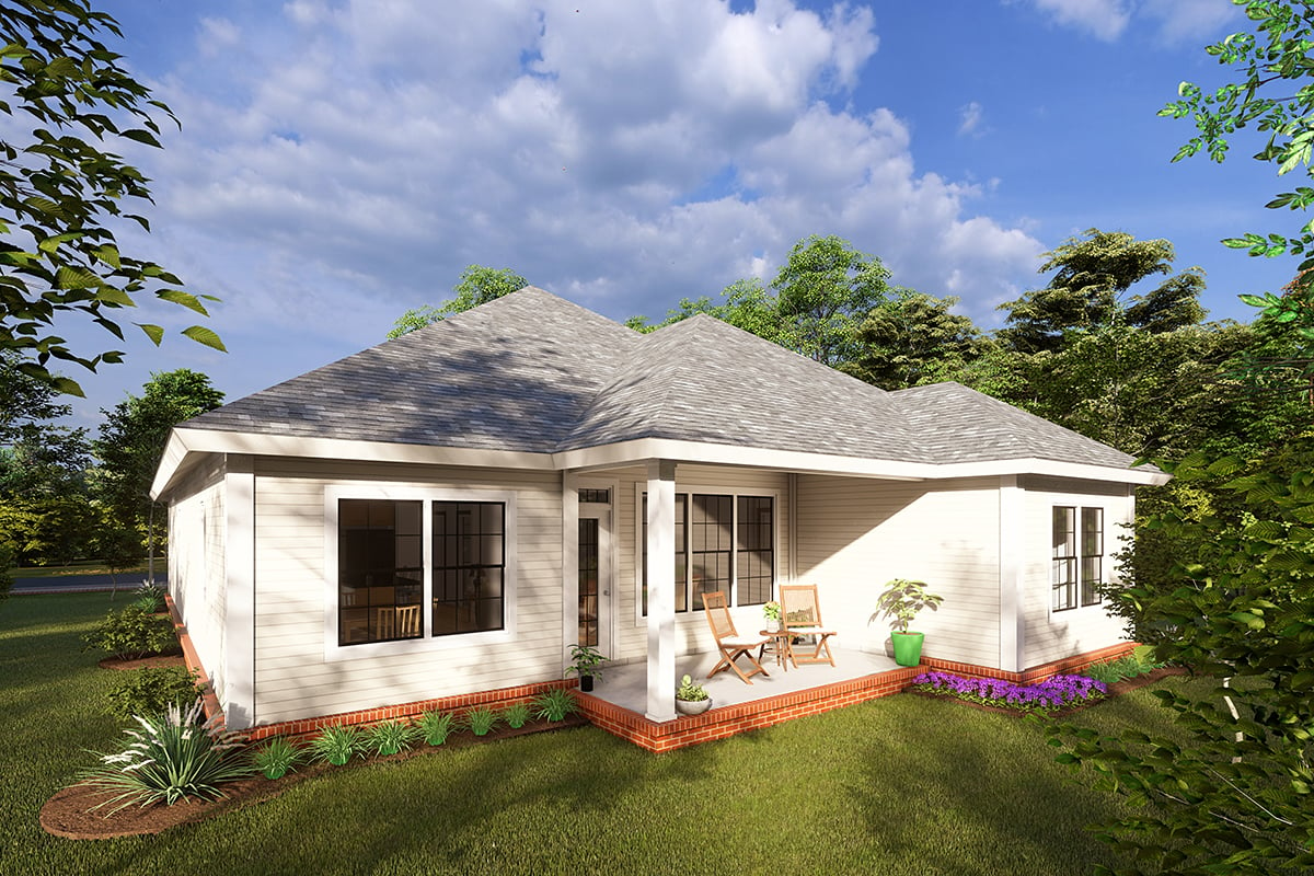 Cottage Craftsman Traditional Rear Elevation of Plan 61466