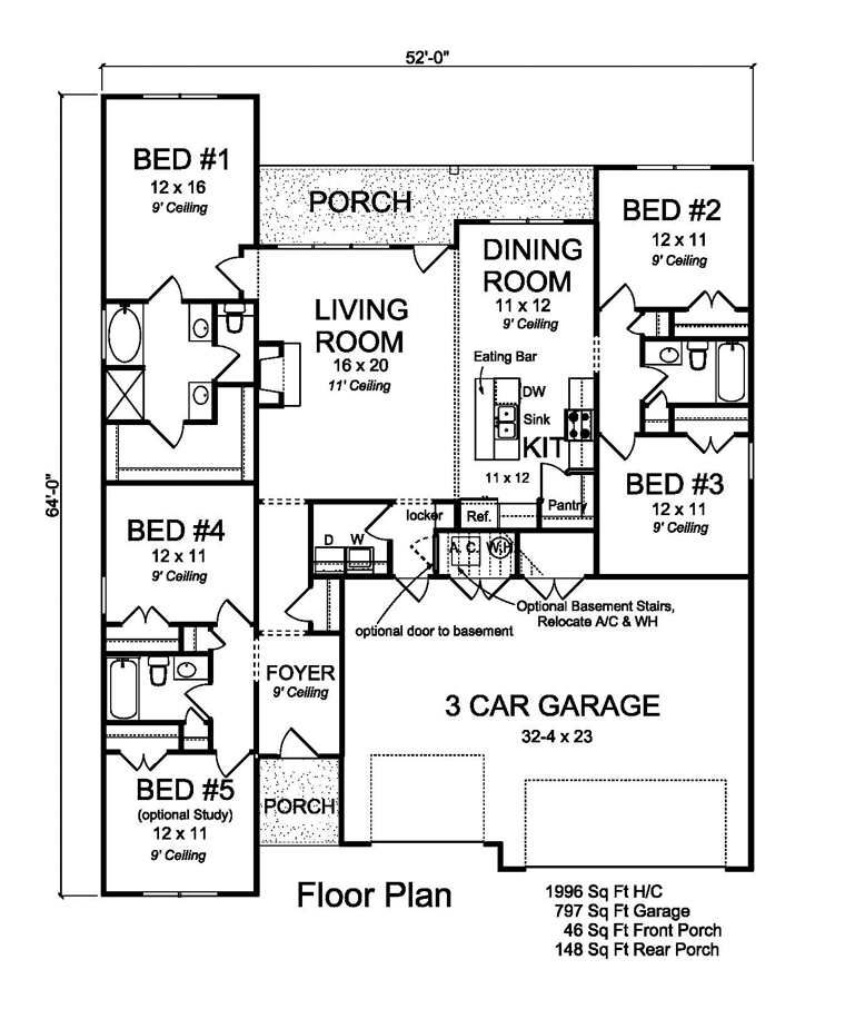 Cottage Craftsman Traditional Level One of Plan 61467