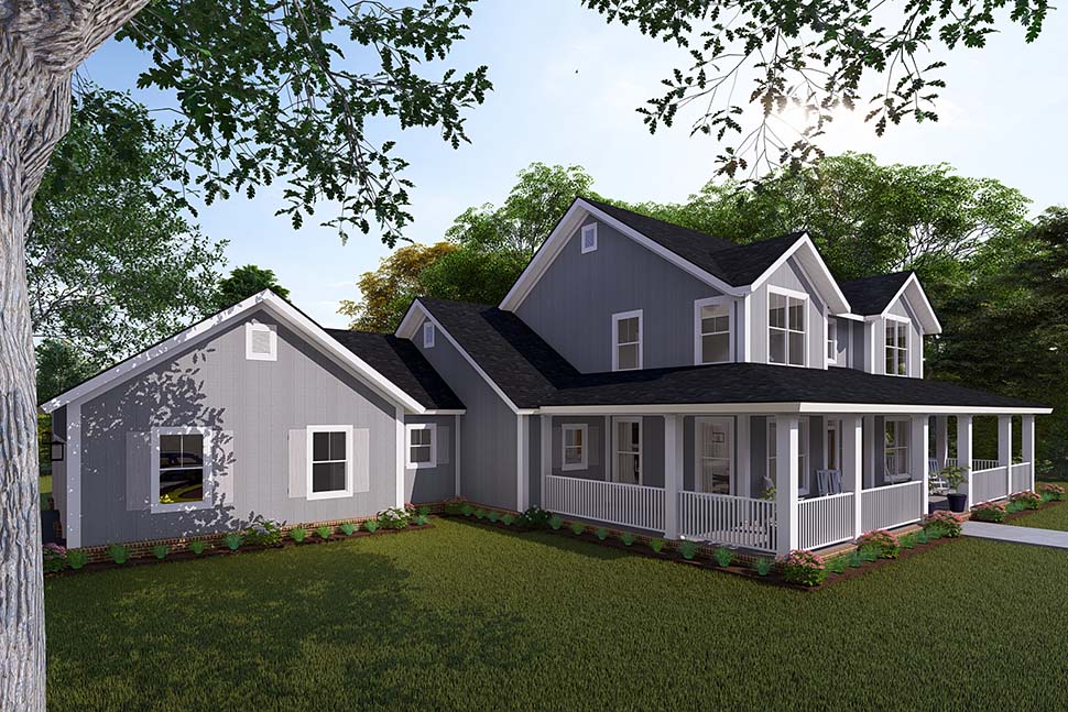 Cape Cod, Country, Farmhouse, Southern Plan with 2796 Sq. Ft., 4 Bedrooms, 4 Bathrooms, 3 Car Garage Picture 4
