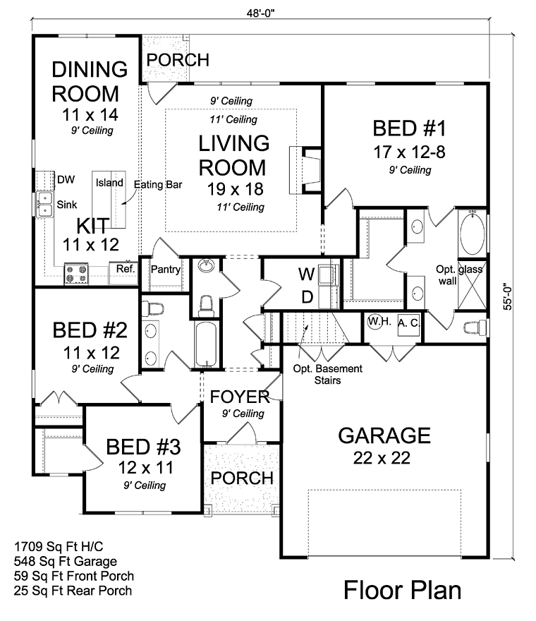 Ranch Traditional Level One of Plan 61471