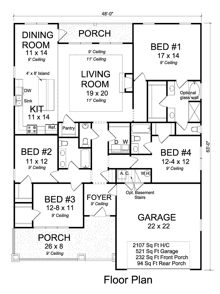 Bungalow Country Traditional Level One of Plan 61472