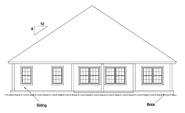 Bungalow Country Traditional Rear Elevation of Plan 61472