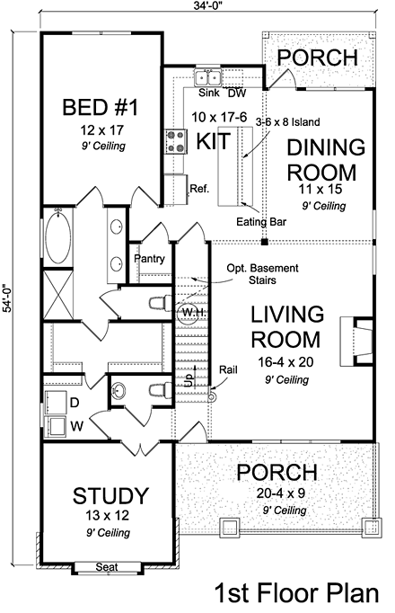 House Plan 61474 First Level Plan