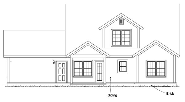 Bungalow Cottage Country Traditional Rear Elevation of Plan 61475