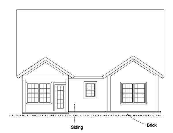 Cottage Country Southern Rear Elevation of Plan 61476
