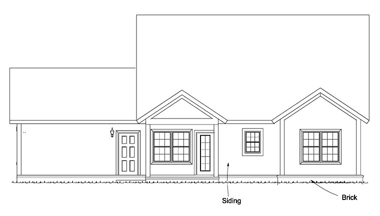 Cape Cod Cottage Country Rear Elevation of Plan 61477