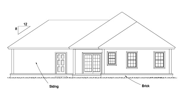 Cabin Country Rear Elevation of Plan 61478