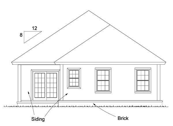 Cottage Country Traditional Rear Elevation of Plan 61479