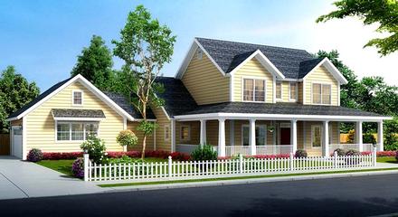 Country Farmhouse Southern Traditional Elevation of Plan 61480