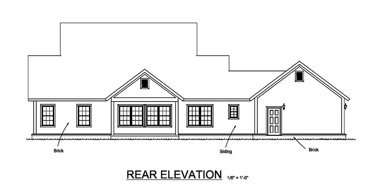 Country Farmhouse Southern Traditional Rear Elevation of Plan 61480