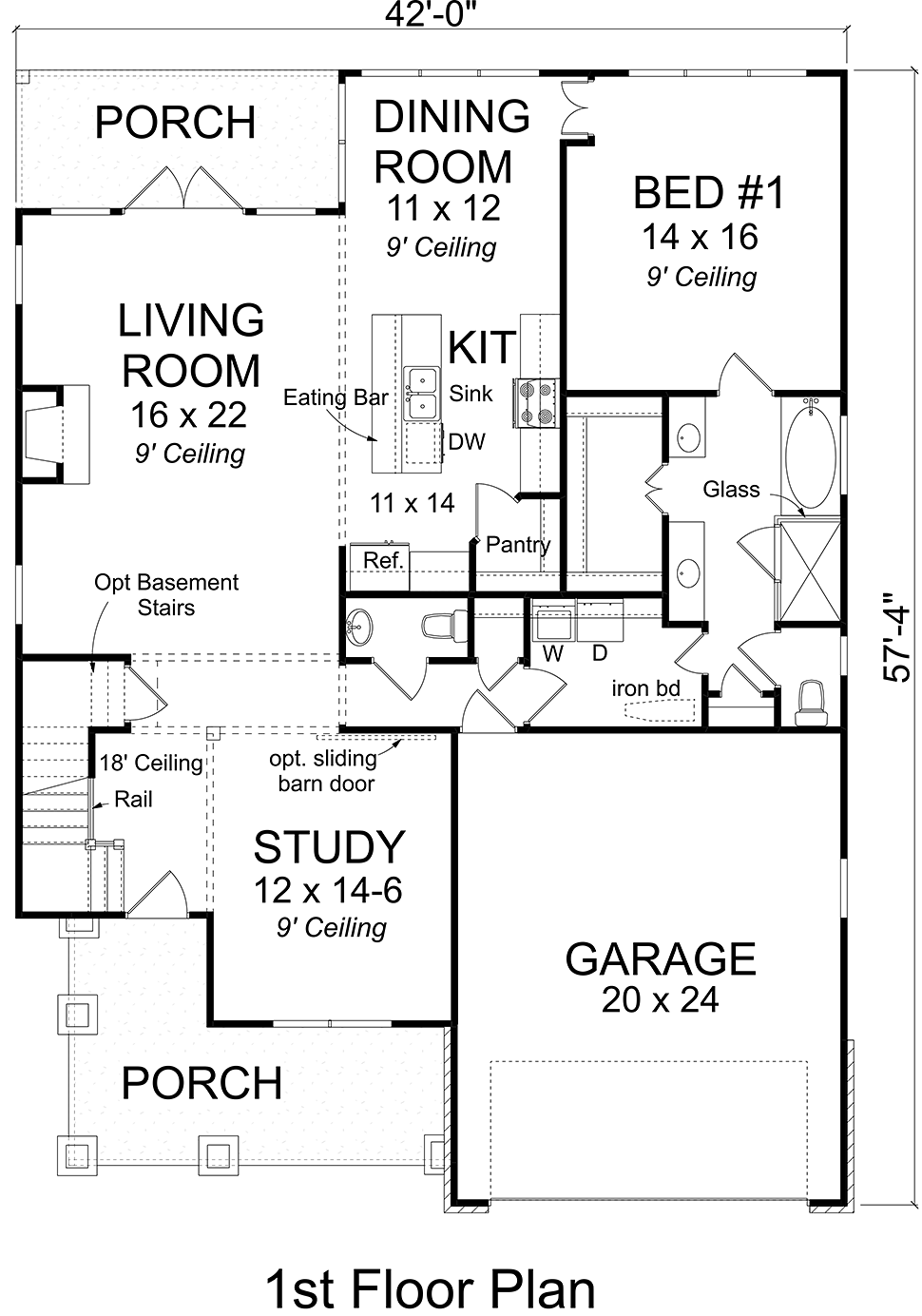 Cottage Traditional Level One of Plan 61481