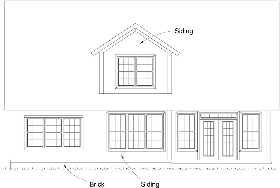 Cottage Traditional Rear Elevation of Plan 61481