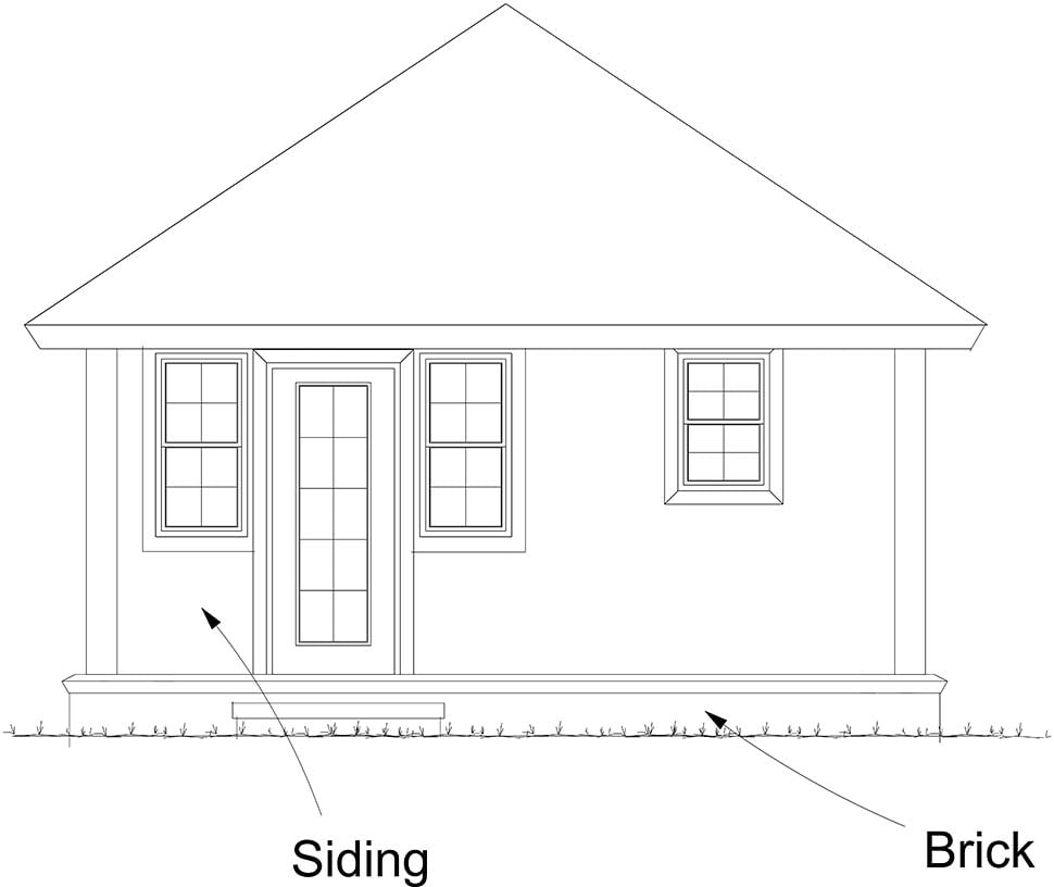 Cottage Traditional Rear Elevation of Plan 61482