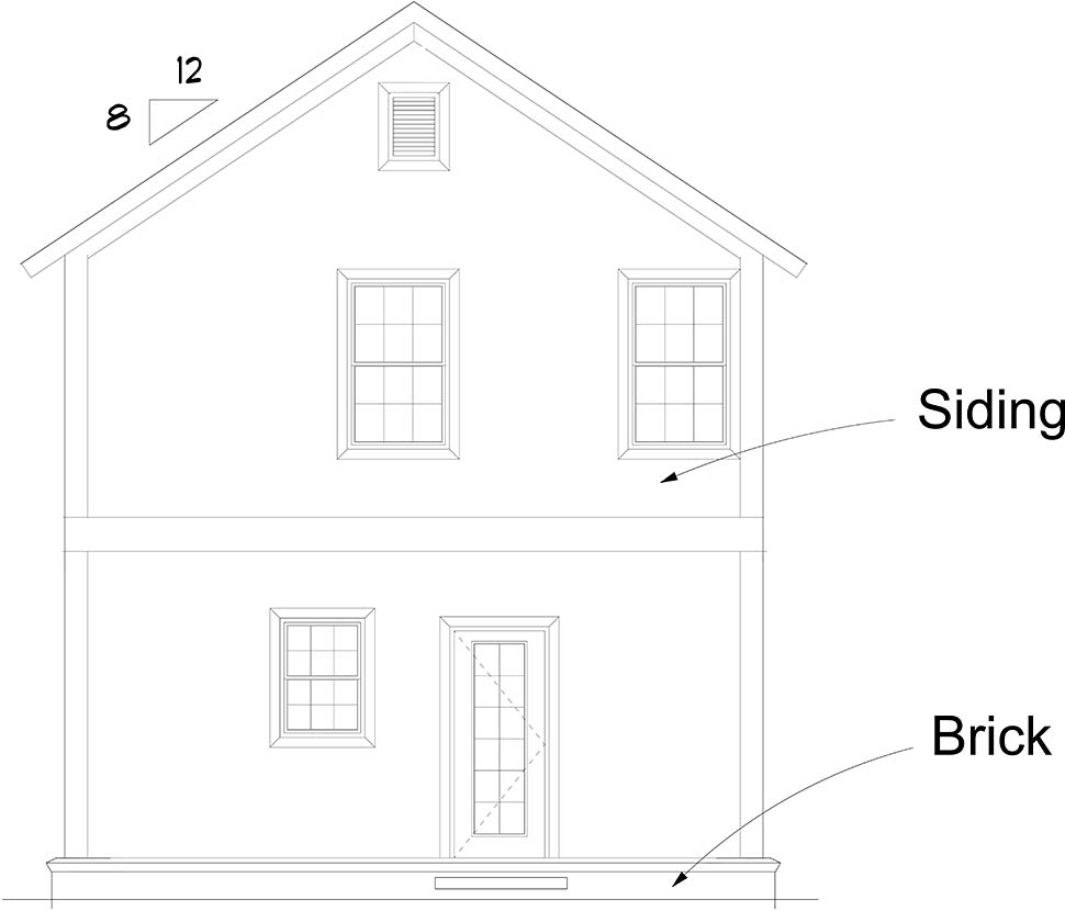 Cottage Traditional Rear Elevation of Plan 61483