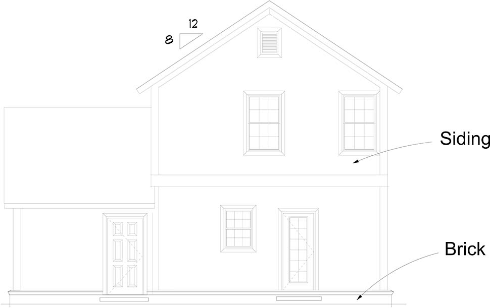 Cottage Traditional Rear Elevation of Plan 61484