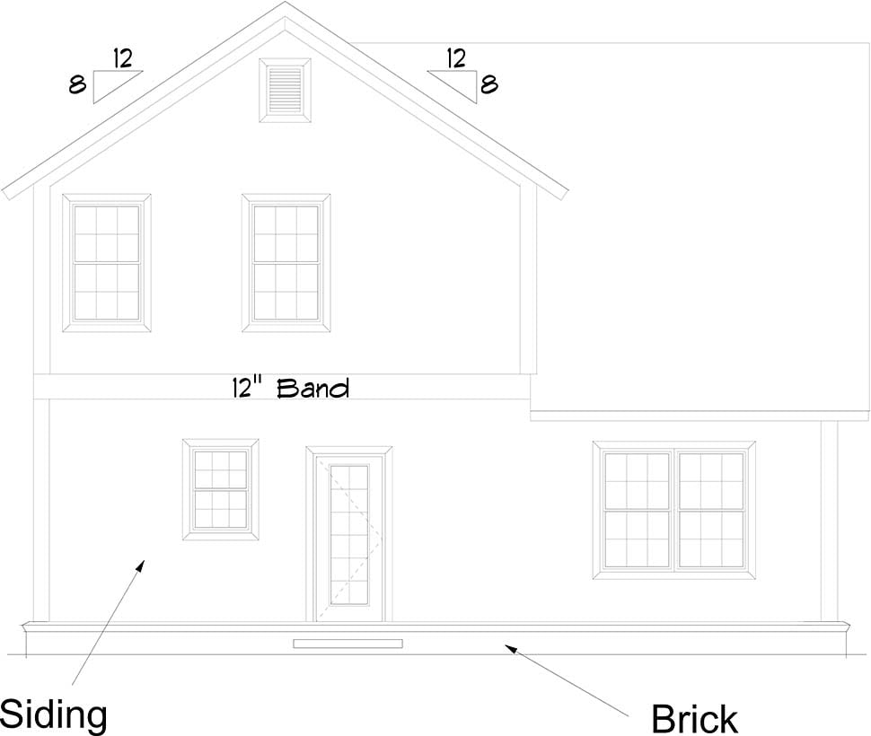 Cottage Traditional Rear Elevation of Plan 61486