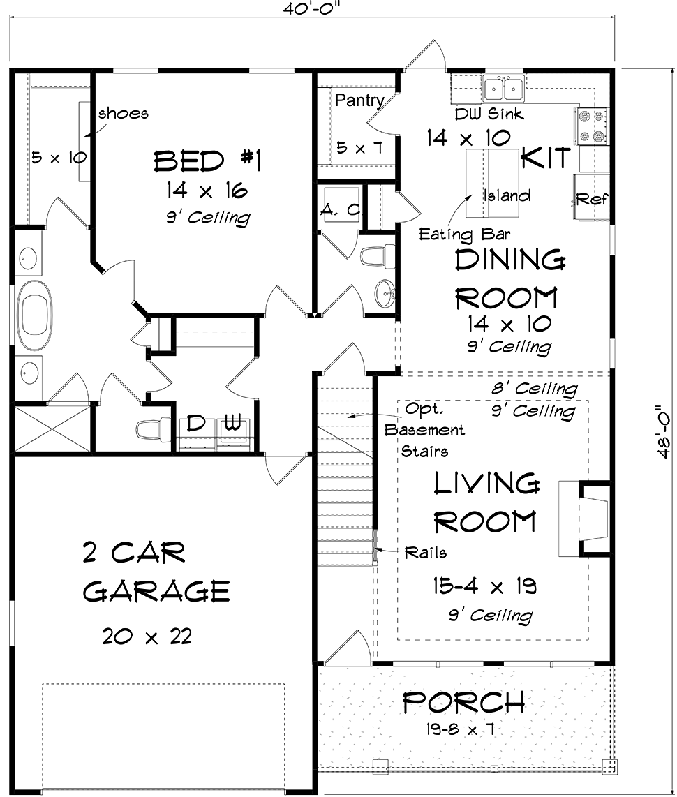 Cottage Traditional Level One of Plan 61487