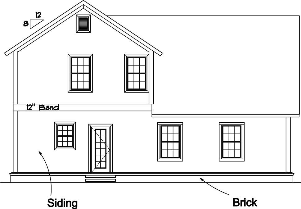 Cottage Traditional Rear Elevation of Plan 61487