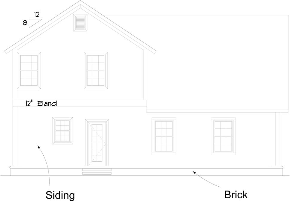 Cottage Traditional Rear Elevation of Plan 61488