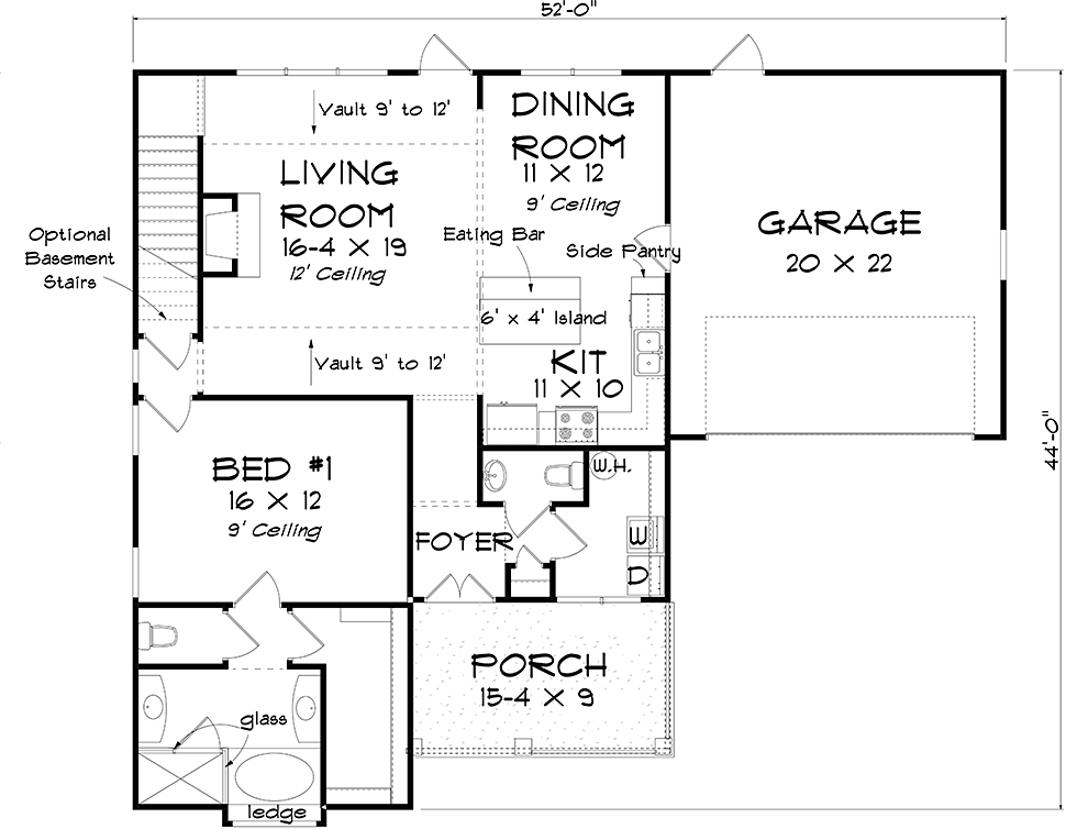 Cottage Traditional Level One of Plan 61489