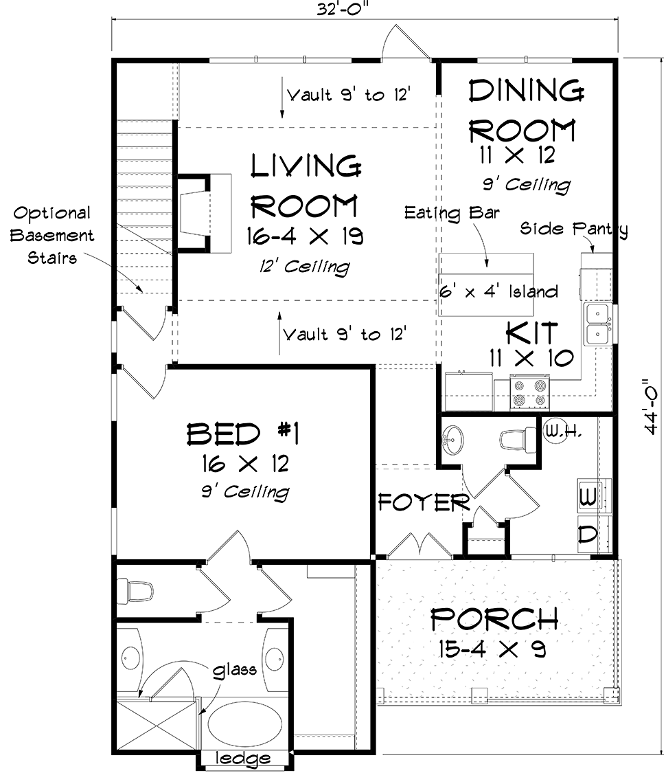 Cottage Traditional Level One of Plan 61490
