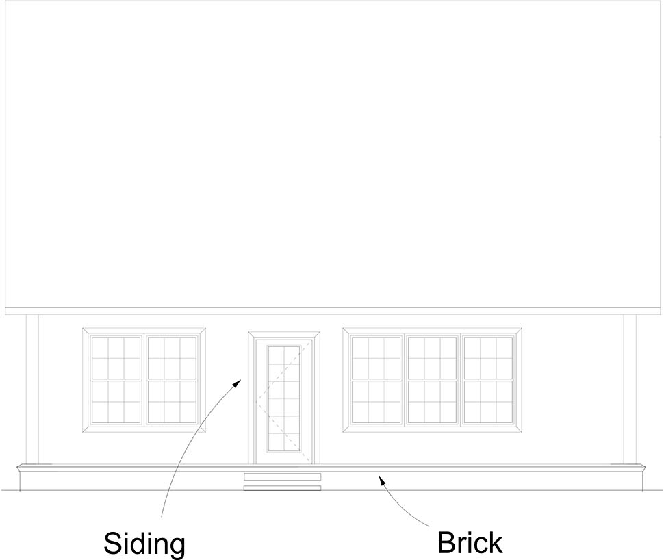 Cottage Traditional Rear Elevation of Plan 61490