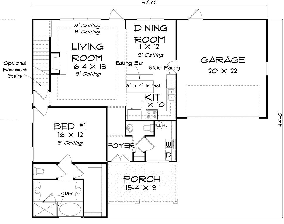 Cottage Traditional Level One of Plan 61491