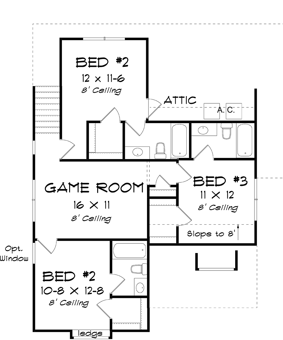 Cottage Traditional Level Two of Plan 61491