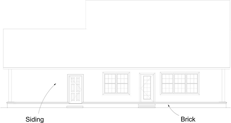 Cottage Traditional Rear Elevation of Plan 61491