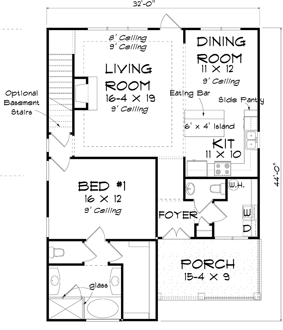 Cottage Traditional Level One of Plan 61492