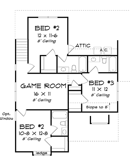 House Plan 61492 Second Level Plan