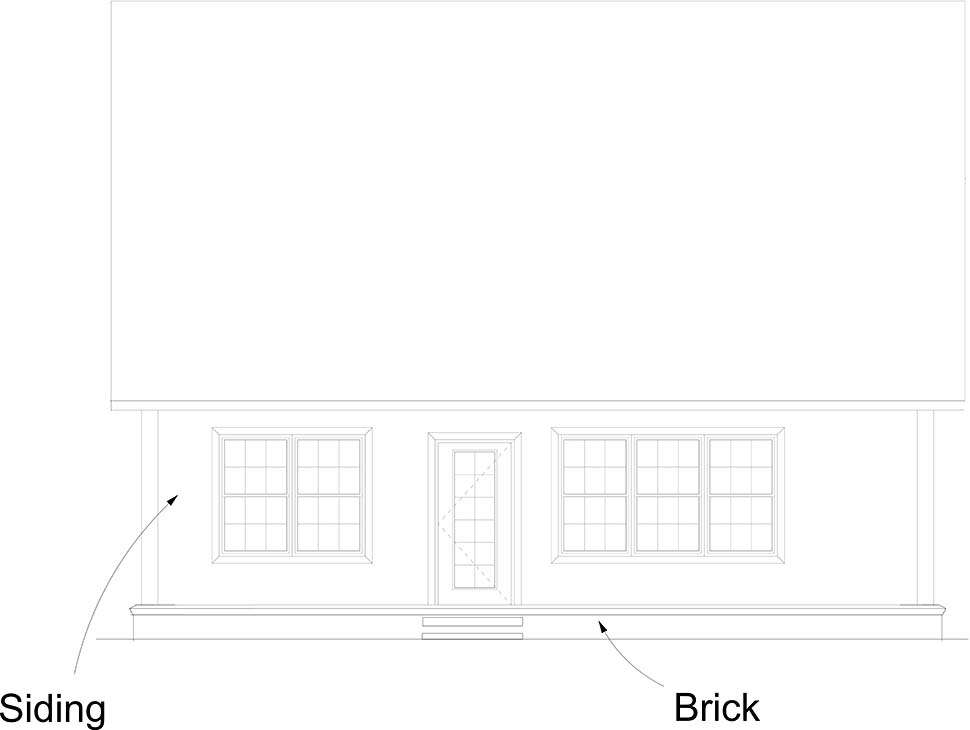 Cottage Traditional Rear Elevation of Plan 61492
