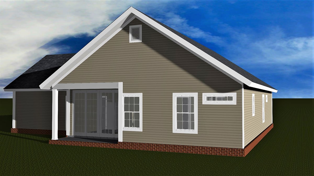 Craftsman Traditional Rear Elevation of Plan 61497