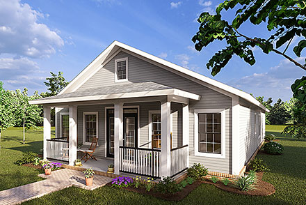 Cottage Craftsman Traditional Elevation of Plan 61499