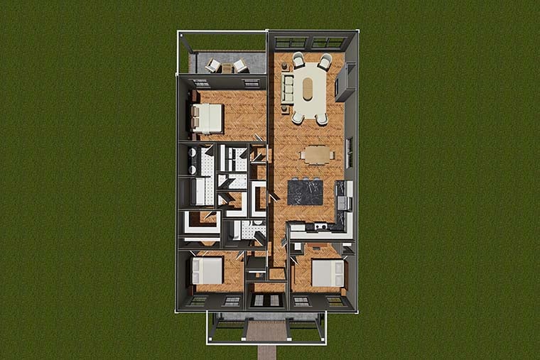 Cottage, Craftsman, Traditional Plan with 1563 Sq. Ft., 3 Bedrooms, 2 Bathrooms Picture 6