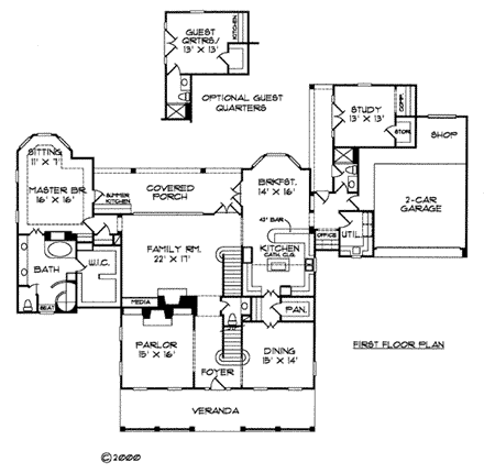 House Plan 61502 First Level Plan