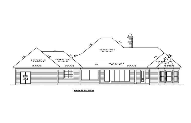 Country Rear Elevation of Plan 61543