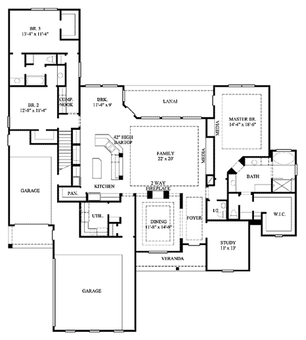 House Plan 61612 First Level Plan